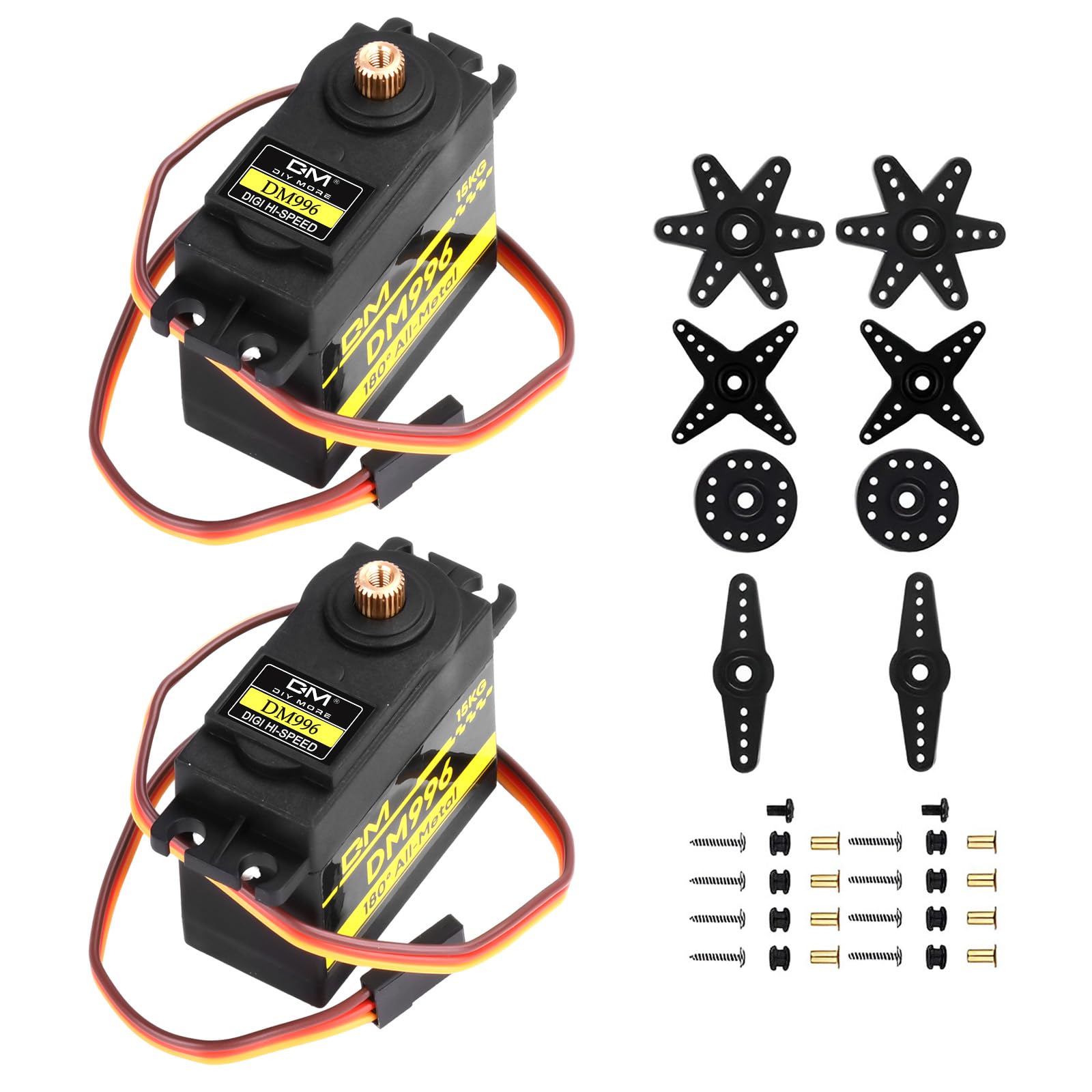 diymore 2PCS DM996 Metal Gear High Speed Torque 15KG Digital Servo Motor for RC Helicopter Airplane Car Boat Robot controls