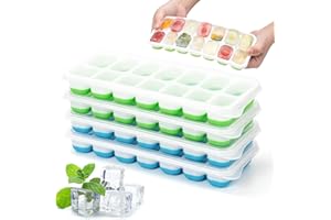 Gelapa 4 Pack Ice Cube Tray, Silicone Ice 14-Cube Trays with Lid, BPA Free Easy-Release Reusable Stackable Ice Maker Freezer 