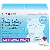 Curist Children's Allergy Medicine Chewable (Kids Loratadine 5mg) 60 Count Grape Flavor - 24 Hour Allergy Relief for Sneezing, Runny Nose, Itchy Eyes & Throat - Kids Allergy Medicine Chewable Tablets