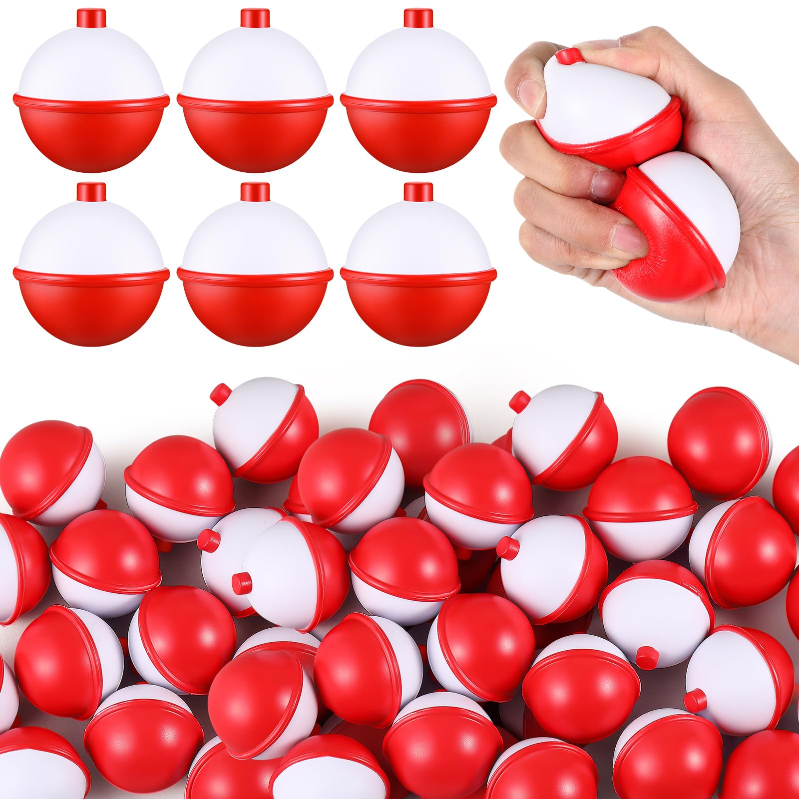 Photo 1 of Libima 24 Pcs 2'' Fishing Bobber Stress Ball Squeeze Fidget Toy Fishing Themed Party Favor Fun Stress Relief Toy for Teen Adult Improve Grip Strength Release Pressure Finger Exercise