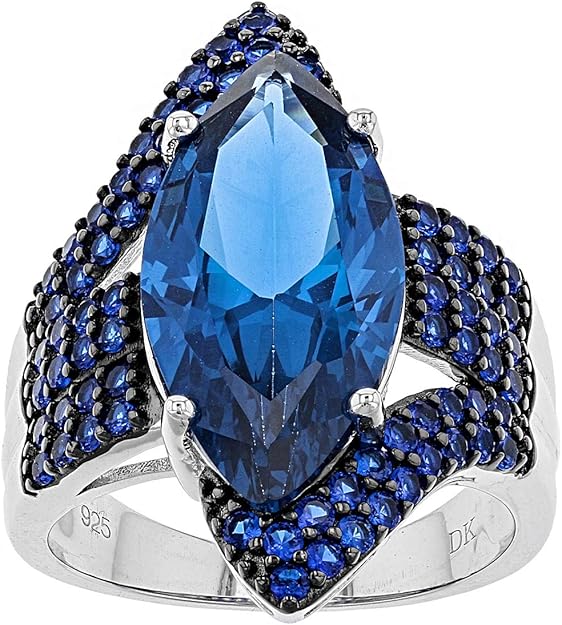 Buy Blue Lab Created Spinel Sterling Silver Ring 7.66ctw at Amazon.in