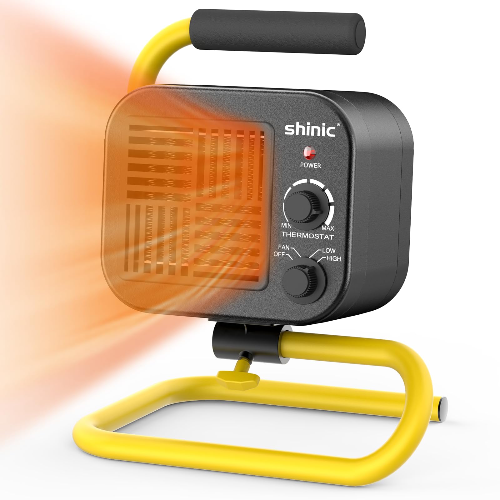 Photo 1 of Shinic Garage Heaters for Indoor Use, Metal Portable Space Heater with Thermostat, Greenhouse heater, Adjustable Head, Tubular Stand, Padded Handle, and Wide Base for Stability