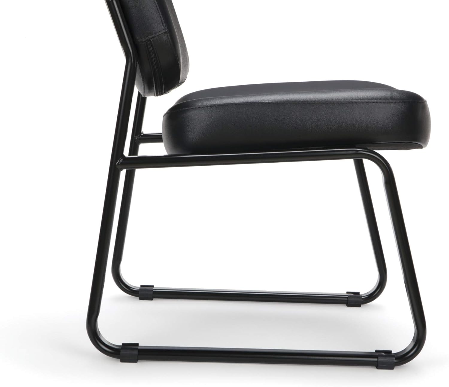 OFM Vinyl Guest and Reception Chair, Armless, Black: Furniture & Decor
