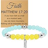 Religious Encouragement Bead Bracelet Jewelry Christian Inspirational Gifts for Her Baptism Confirmation Christmas Easter Beaded Stretch Bracelets for Women Faith Religious Gifts Spiritual Present