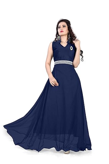 navy blue georgette gown