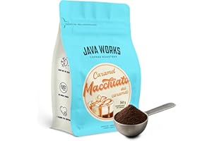 Java Works Coffee Caramel Macchiato Flavoured Coffee *Ground*, 340 Grams (Packaging may vary)