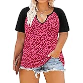 RITERA Plus Size Tops for Women Casual T-Shirt Short Sleeve Round V Neck Tunic Oversized Shirts XL-5XL