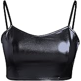 Womens Holographic Metallic Shiny Off Shoulder Crop Top Bustier Tube Top Blouse Rave Causal Strapless Basic Sexy Vest