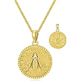 BHUBREA 925 Sterling Silver 2 Lira Italian Bee Coin Necklace for Women Lire 18K Gold Plated Pendant Birthday Present for Mom Wife Grandmother