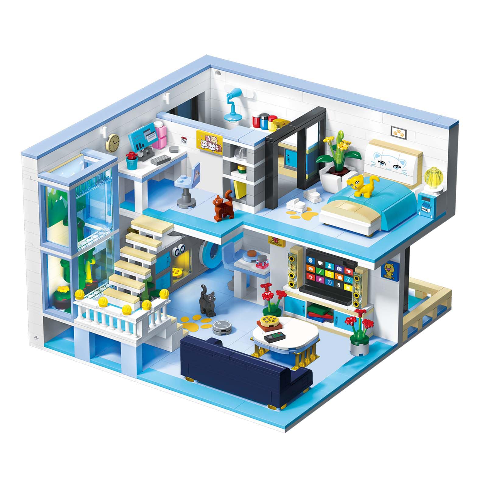Hallisun Apartment Building Block Set, Friends House Mini Block Model Kit, Cartoon House Modular Cottage Block, Play House Educational Bricks Toys, Gift for Kids Children Teens Age 8+ (1235 Pcs)