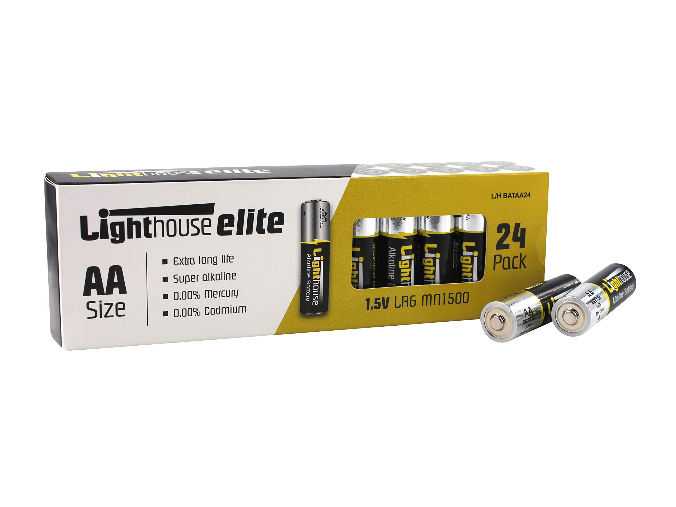 Lighthouse Torches L/HBATAA24 AA Alkaline Batteries 24 Pack