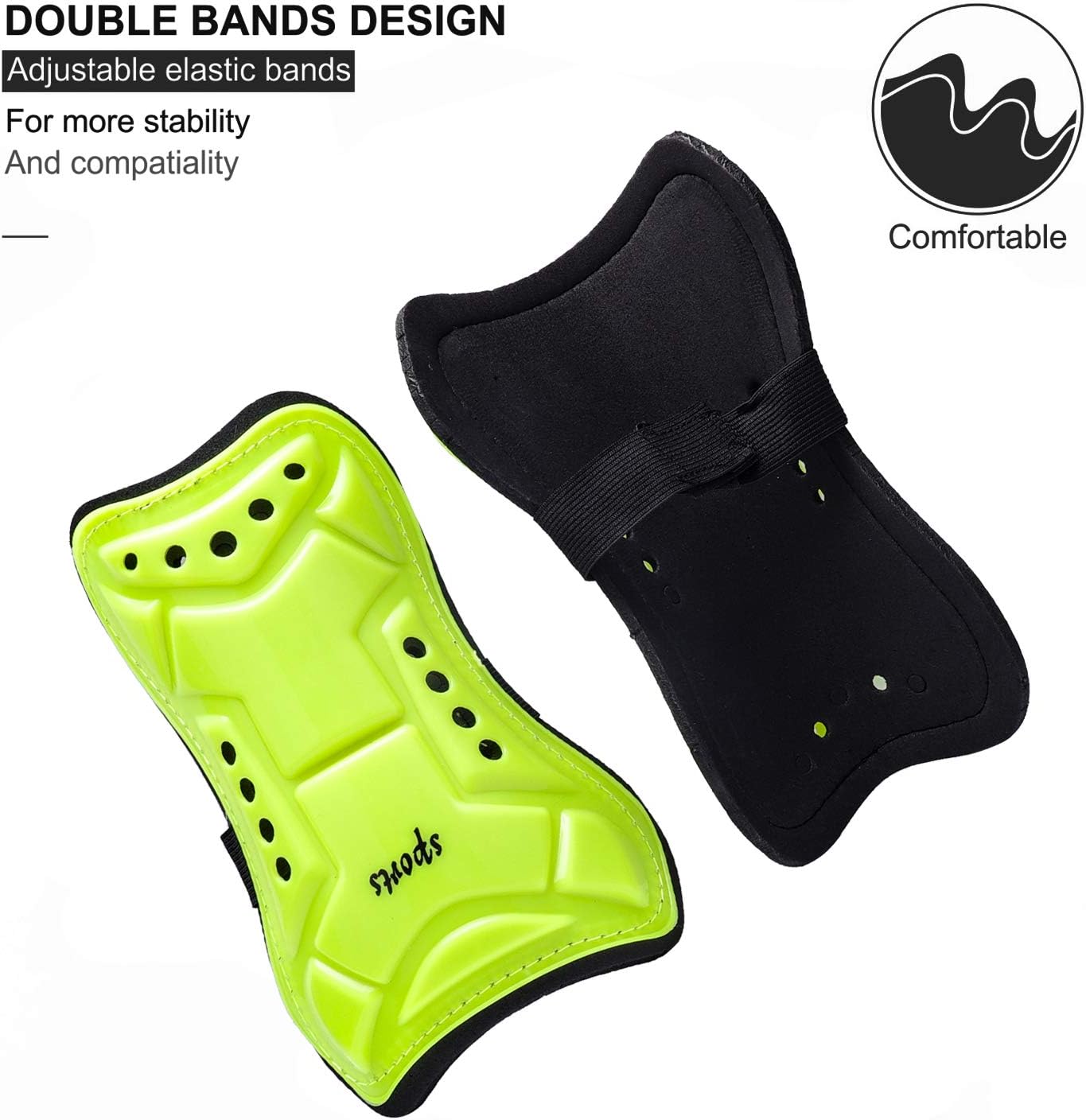 Youth Soccer Shin Guards, 2 Pair Lightweight and Breathable Child Calf Protective Gear Soccer Equipment for 3-10 Years Old Boys Girls Children Teenagers (Yellow) : Sports & Outdoors