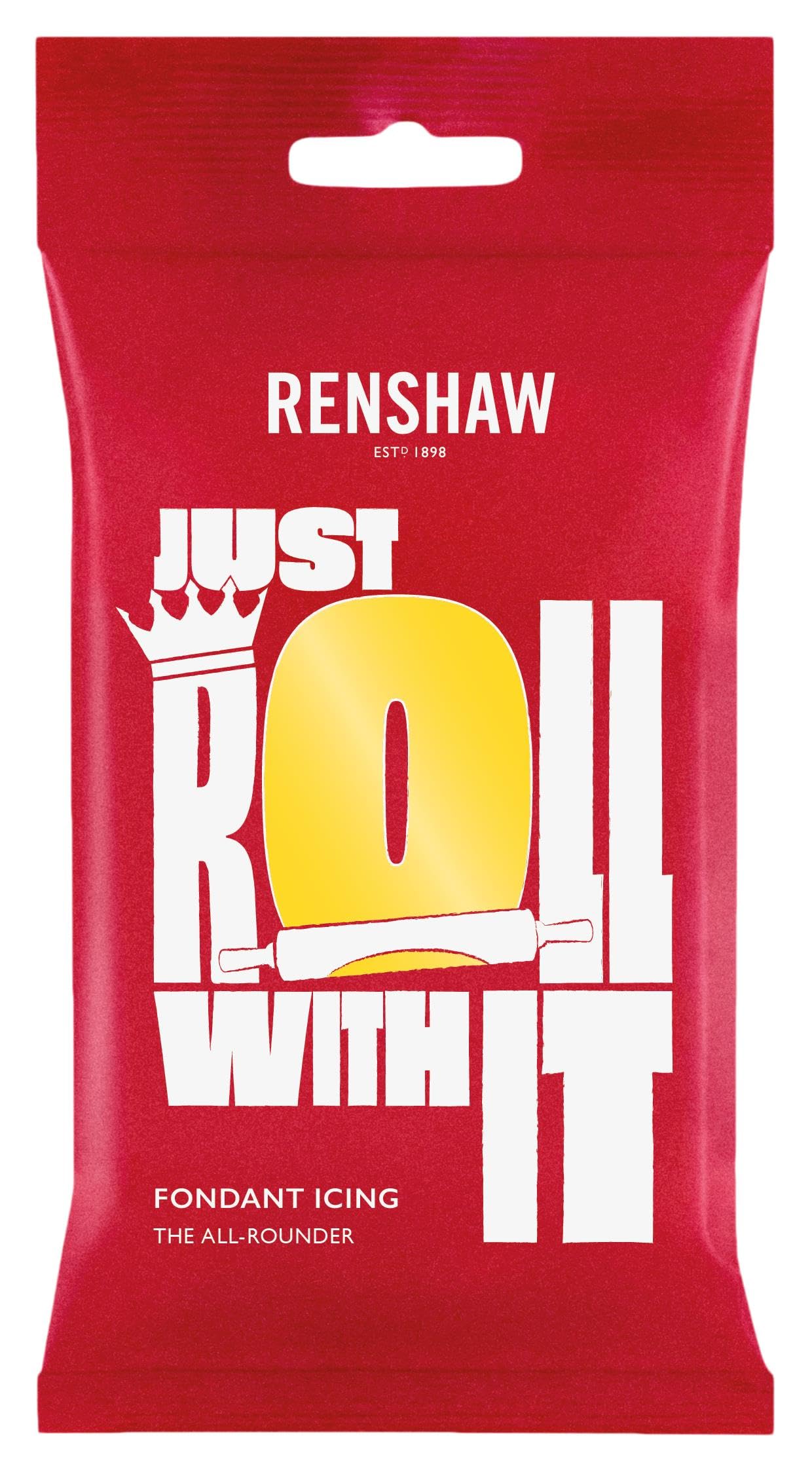 Renshaw Yellow Just Roll With It Fondant Icing, 250 g (Pack of 1) - Ready to Roll Icing for Cakes