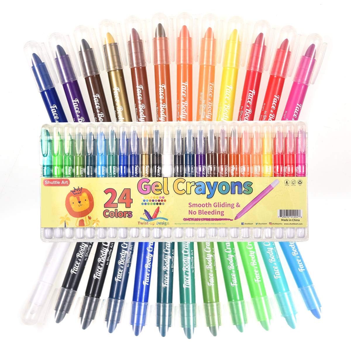 Shuttle Art 24 Colors Gel Crayons, Washable Twistable NonToxic Gel