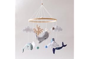 EERKEOD Baby Bed Mobile Baby Wind Chime Sea Creatures, 3D Clouds Fish Mobile Wind Chime, Baby Bed Hanging Game Mobile for Children's Room Children's Bed Decor