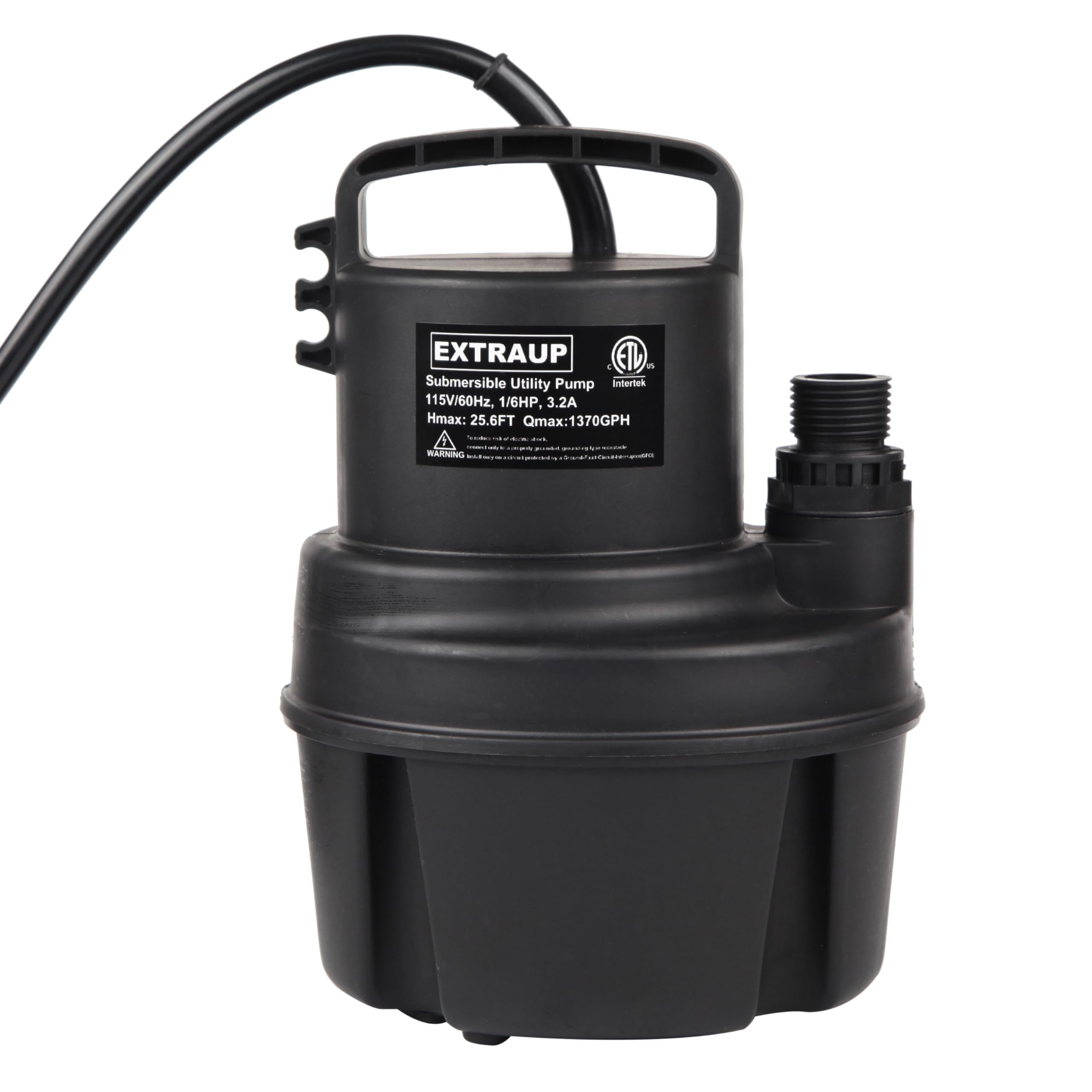 EXTRAUP 115Volt 330 GPH Portable Low Suction Electric Water Transfer Revmoval Utility Pump With Suction Hose Kit