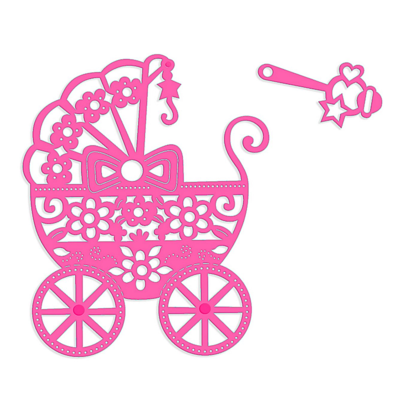 Sweet Dixie SDD053 Pram & Rattle Die, Metal, Grey, 23.3 x 13 x 0.8 cm