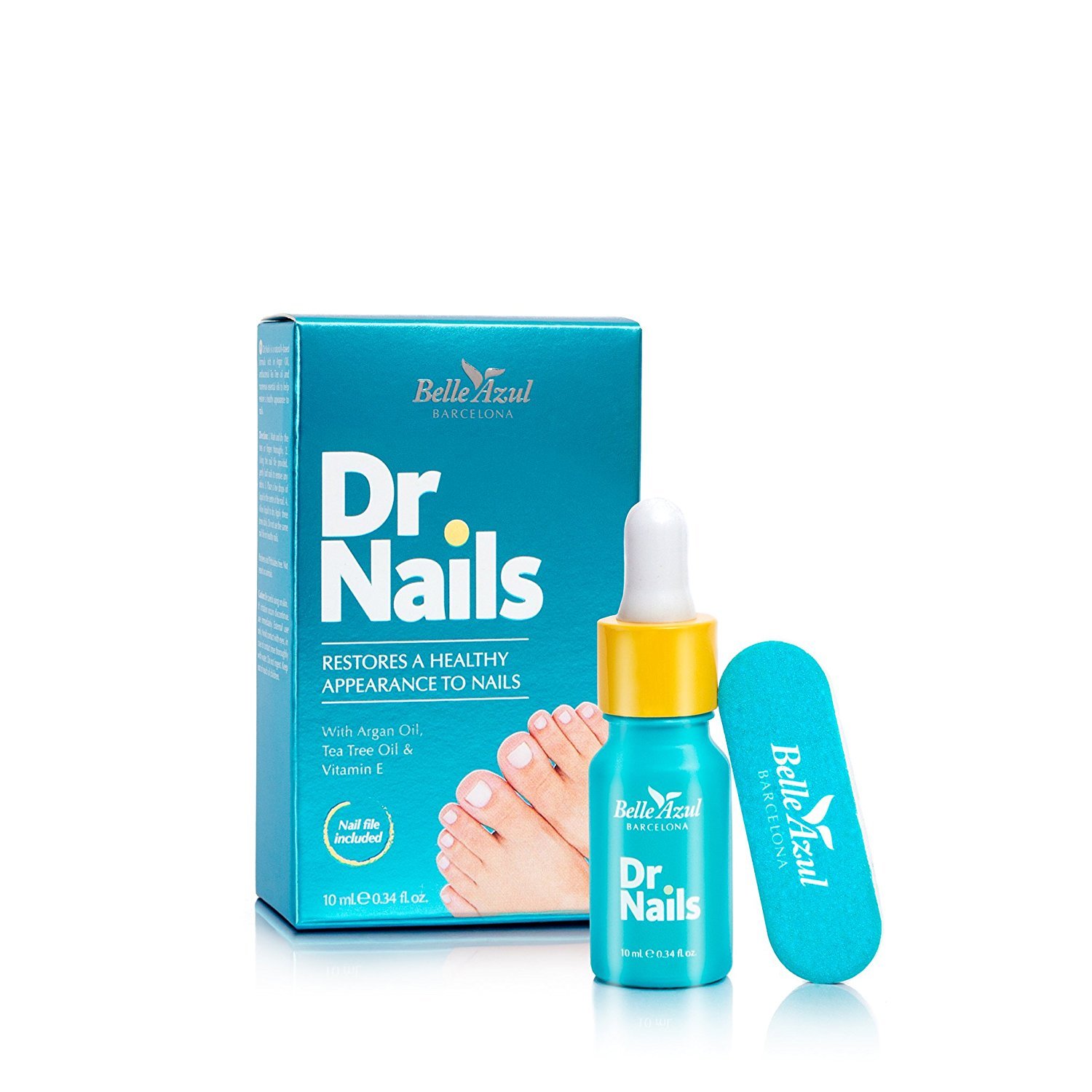 Belle Azul Dr.Nails - Antifungal and Whitening Treatment for Fingernails and Toenails - with Antibacterial Tea Tree Oil - Pure Organic Argan oil and Vitamin E - 10ml - Made in Spain