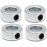 (4-Pack) Zinc Plated Carbon Steel 5/8” Bore Shaft Collars Sets - Screw Style Bore Shaft Collars with 5/8” Bore Size, 1-1/8 Ou