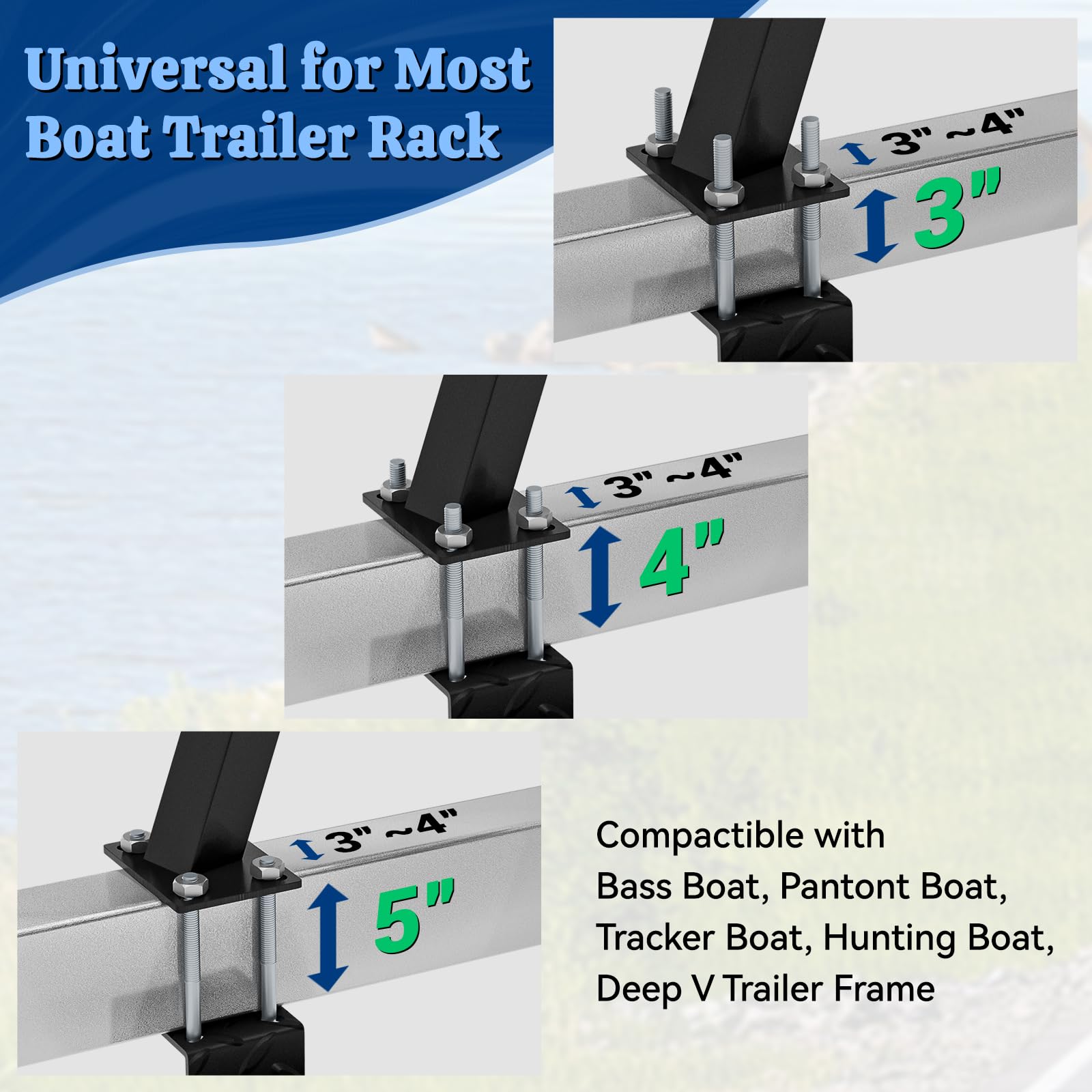 Sliandtelly Boat Trailer Step with Handle - Heavy Duty Anti-Slip, Rust-Proof Boarding Steps for Front Tongue Frame, Easy Install with Mounting Hardware Fits Bass & Pontoon Boats