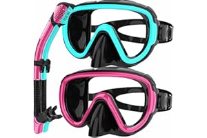 Bairuifu 2 Packs Dry Snorkel Mask Set Snorkeling Gear for Adults Scuba Diving Mask Swimming Glasses Swim Dive Mask Nose Cover Free Diving
