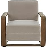 SAFAVIEH Couture Collection Jayshaw Grey Velvet/Brown Wood Frame Accent Chair