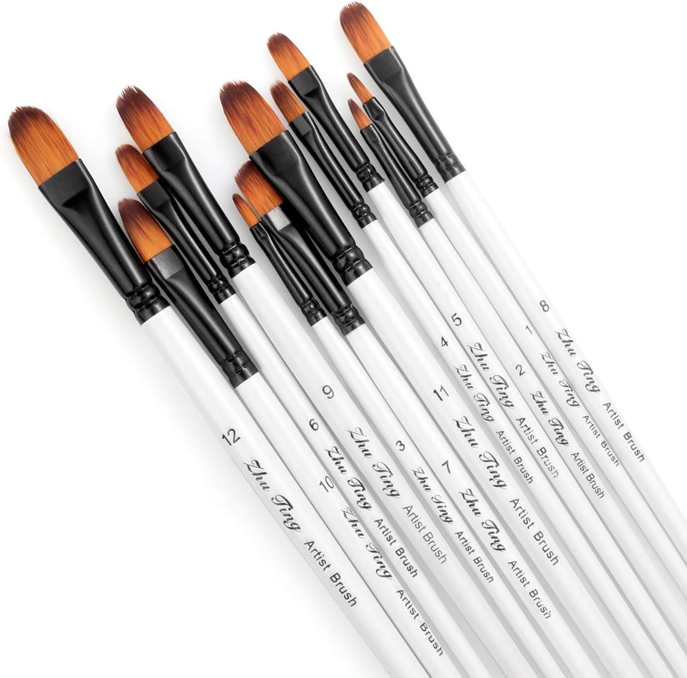STARVAST Paint Brushes, 12pcs Artist Paint Brush Set Filbert Paint Brushes for Acrylic Oil Watercolor Painting-White - Image 3