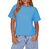 NOMUI Cotton Crop Tops for Women Short Sleeve Boxy Loose Fit Cropped T Shirts Crew Neck Drop Shoulder Casual Basic Tees 2026