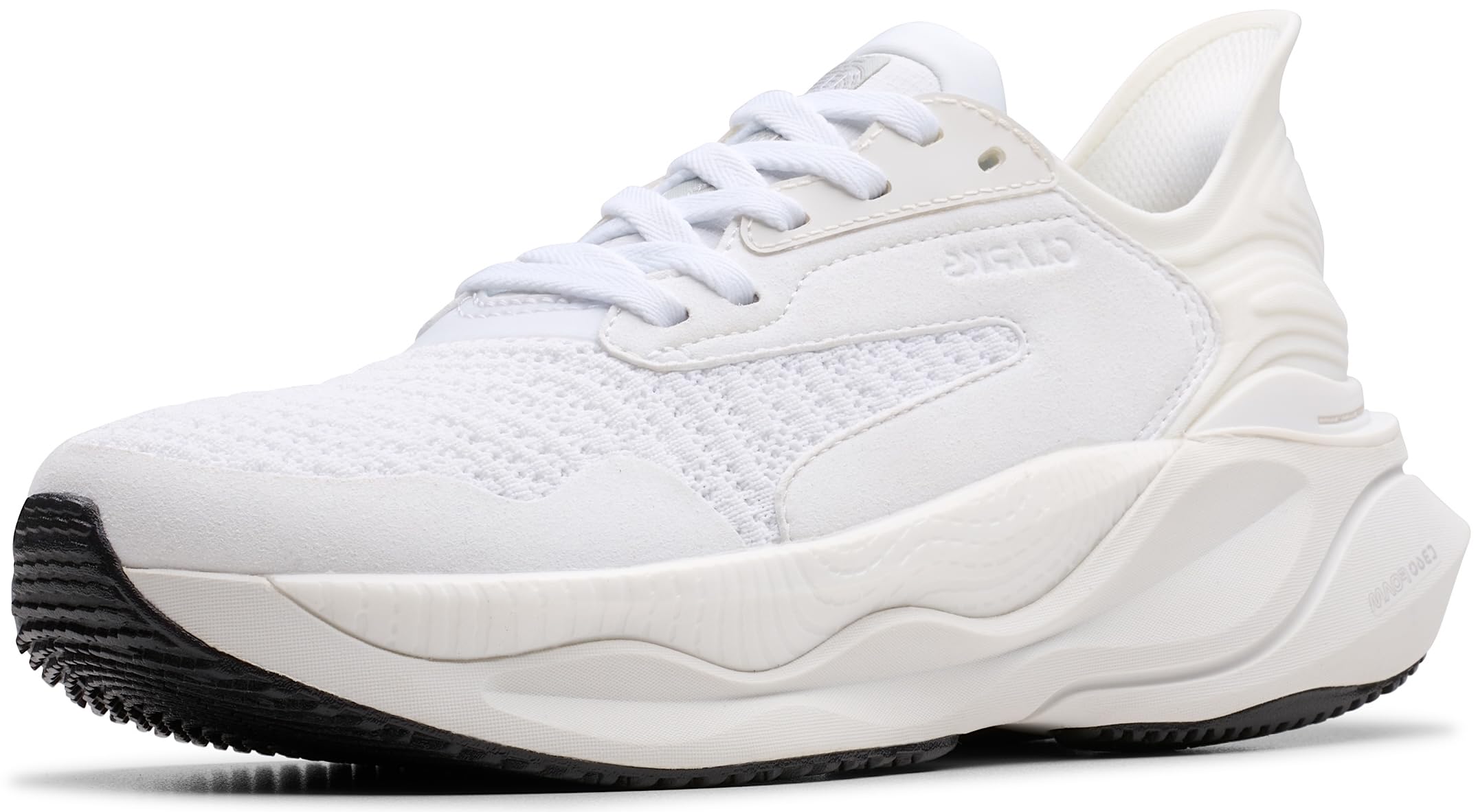 Clarks Womens Clarks Pace White Textile8.5 Wide