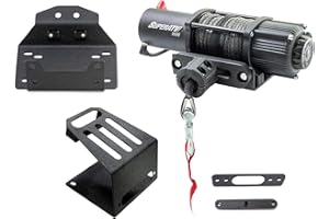SuperATV Black Ops 4500 LB Winch with Winch Mounting Plate for 2018-2021 Polaris RZR XP Turbo S | 2019-2021 RZR XP 4 Turbo S | For Use with No Bumper | No Drilling Required!