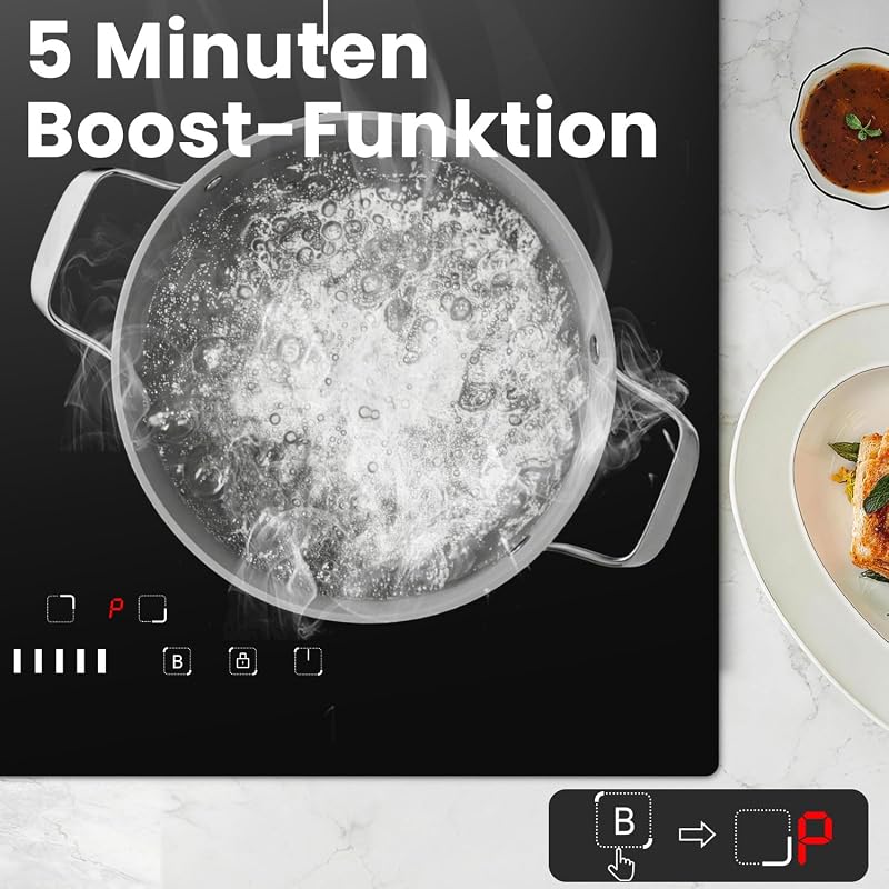 Induktionskochfeld 60 cm, 4 Platten 7200W, Flex Zone, Boost