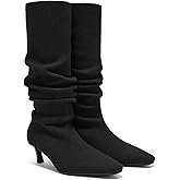 VIVAIA Rumi Women's Wool Knee High Boots, Mini Square Toe Kitten Heel Tall Boots, Fashion Foldable Shaft, Comfortable Fall Winter Daily Outfit
