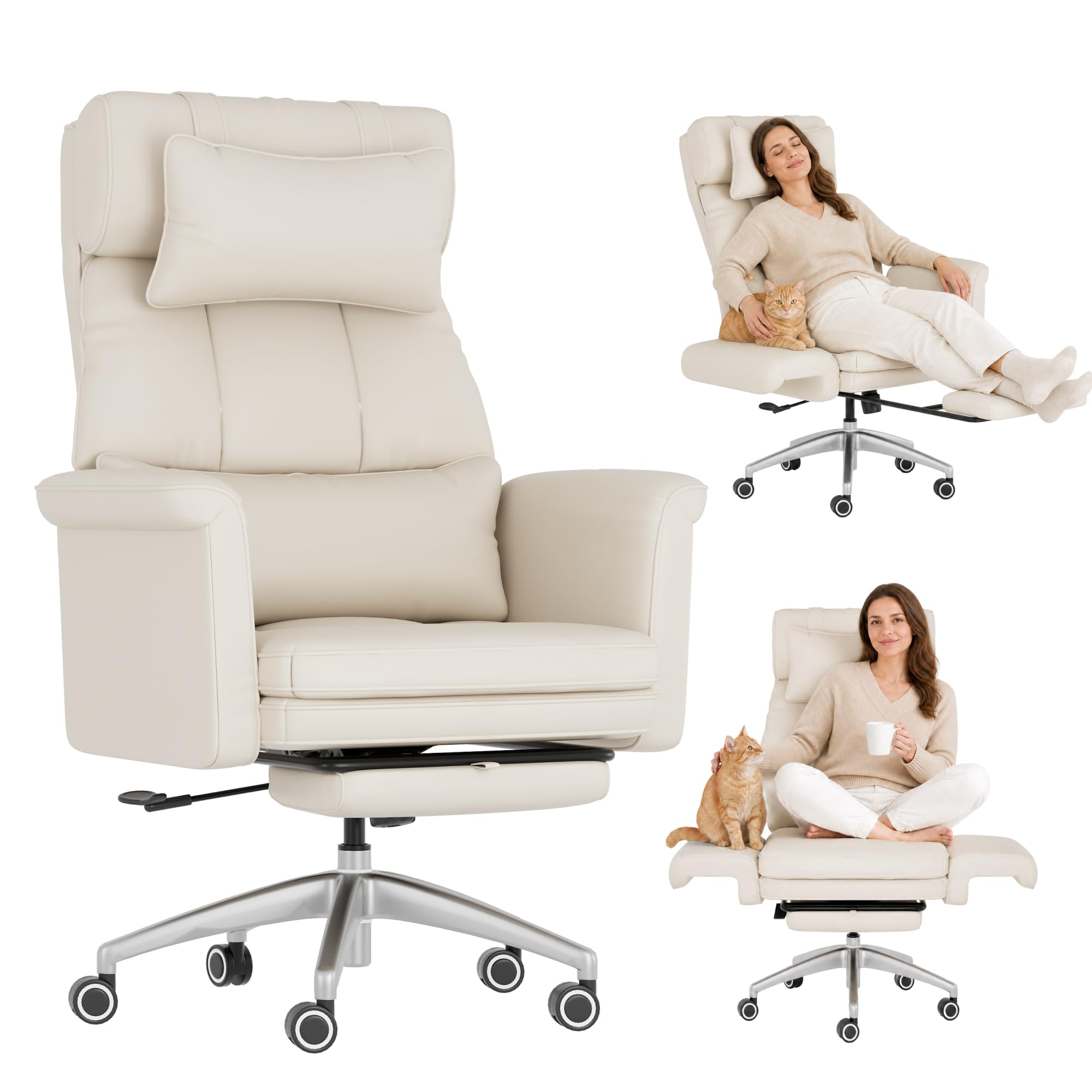 FLEXISPOT Luno Chefsessel Ergonomischer Bürostuhl mit Fußstütze