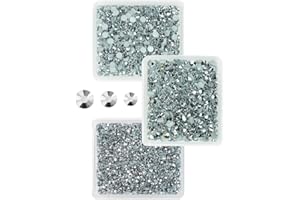 qiipii Metallic Silver Resin Rhinestones for Crafting 3mm 4mm 5mm Flatback Stones No-Hotfix Diamonds Crystals Gems Charms for Nails Face Eyes Makeup Body Tumblers Bottles Mugs DIY Crafts Shoes Clothes