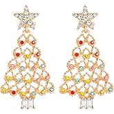 Christmas Tree Earrings Holiday Earrings for Women Trendy Pentagram Rhinestone Tree Earring Hypoallergenic Xmas Earring Holiday Jewellery Gifts for Women Christmas Outfits 2025