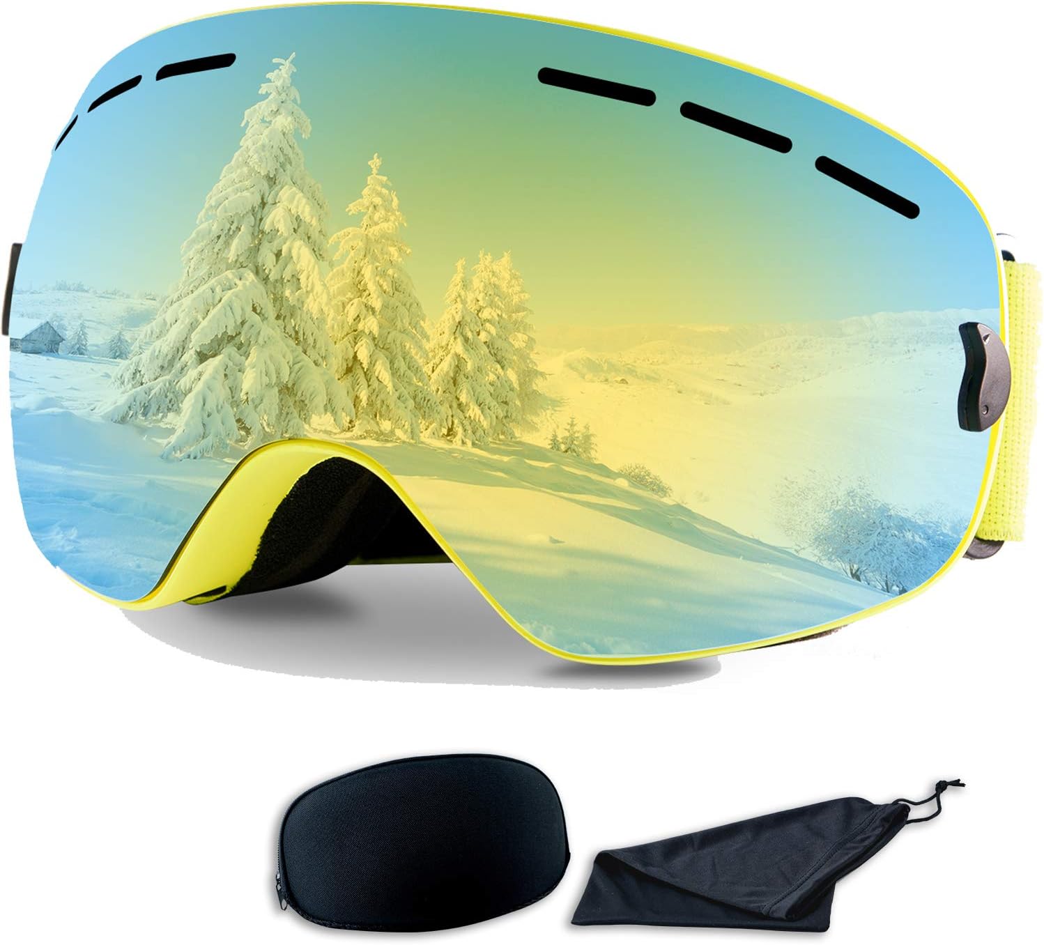 Rongbenyuan Ski Snow Snowboard Goggles - Frameless OTG Goggles Men Women Kids Anti-Fog