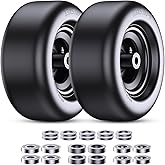 13x5.00-6" Flat Free Lawn Mower Tires, Zero-steering Lawn Mower Front Wheels, Solid Wheels Residential and Commercial Use, Suitable for 3/4-inch and 5/8-inch Bearings, Adjusted Center Hub, 2 pack