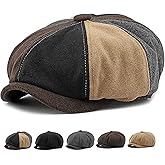 Xinveen Men's 8 Panel Newsboy Cap Vintage Tweed Cap Herringbone Cabbie Flat Cap