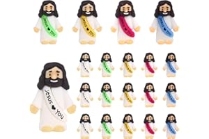 ysofun 20 Pcs Little Jesus Figures, Jesus Loves You Christ Toys, Little Figures to Hide and Seek Sunday School Religious Party Favors Gift, 5 Colors