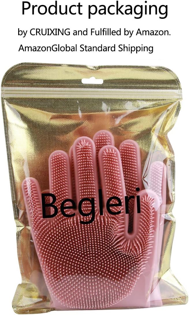 Amazon Com Reusable Silicone Dishwashing Gloves With Brush Scrubber Rubber Scrubbing Gloves For Dishes Wash Cleaning Gloves For Washing Kitchen Car Pet Shower More Gray Pink Health Personal Care