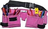 Simply Products 11 Pocket Pink Double Leather Tool Pouch Hammer Tape Holder view 2