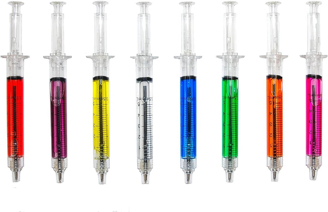 Medinc Pack of 8 Mixed Colour Syringe Pens with Black Ink Great Nurse Novelty Pen Stationary Set or Doctor Medical Student Stationery Pen Set NHS - Image 4