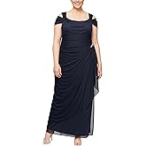 Alex Evenings Women's Long Cold Shoulder Dress, Mother of The Bride