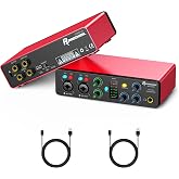 USB Audio Interface,4-In 2-Out Audio Interface with 48V Phantom Power 24-bit/192kHz, Dual TS/XLR Inputs Plug &amp; Play for Recording, Podcasting, Streaming, Guitar, Vocalist