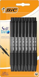 BIC Soft Feel Ballpoint Pens 1.0mm Retractable Black Grip Pack of 15