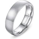 TIGRADE 4mm 6mm 8mm Titanium Ring Brushed Dome Silver Wedding Band Comfort Fit Size 4-14.5