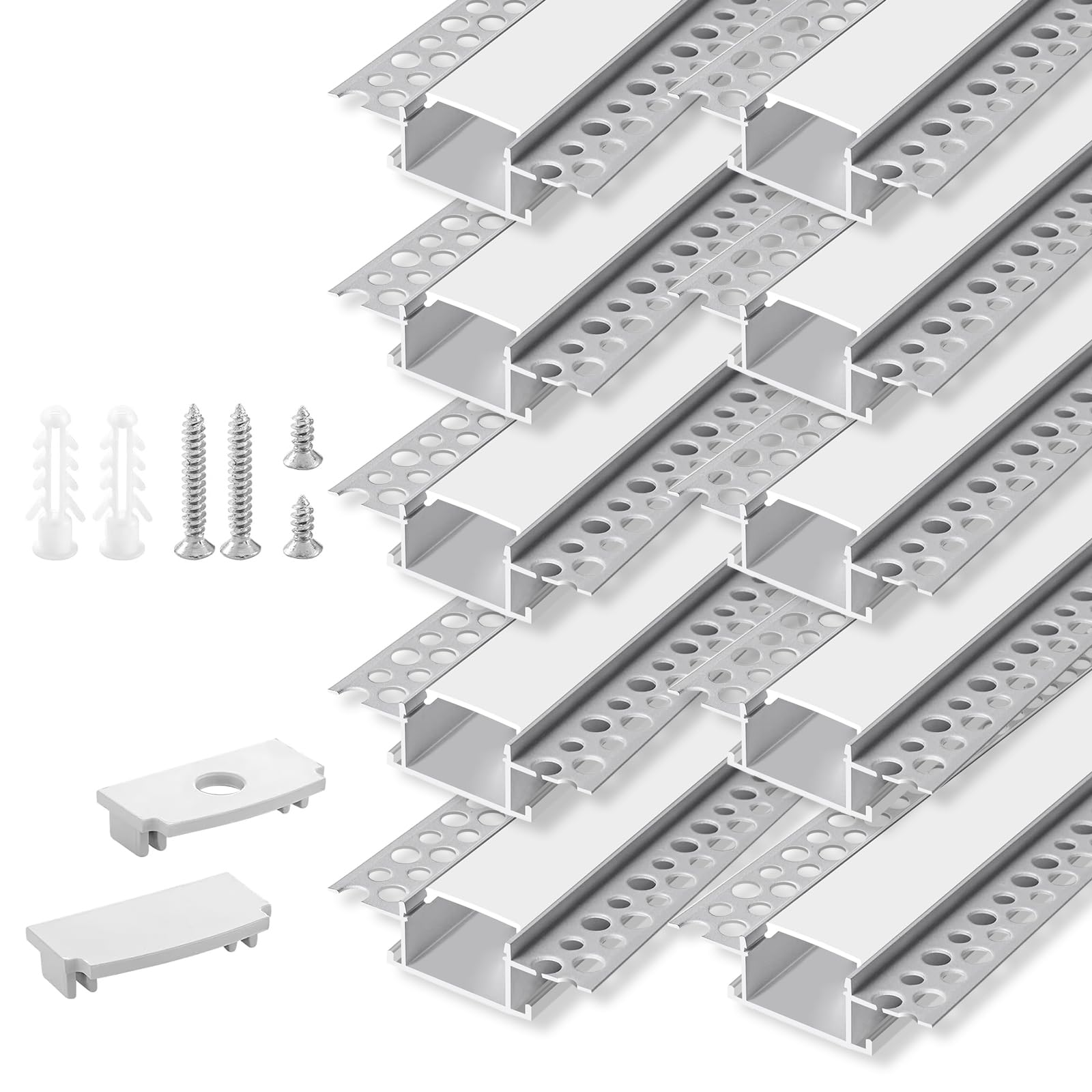 Photo 1 of hunhun 10-Pack 6.6ft/2Meter Plaster-in, trimless recessed LED Aluminum Channel with Flange, led Channel with Clip-in Diffuser and,for Wider Such as Philips Hue (10 Pack *6.6ft)