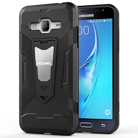 HOOMIL Stoßfest Schutzhülle für Samsung Galaxy J3 2016 Hülle, Silikon Handyhülle für Samsung Galaxy J3 (2016) Duos Case, Schw