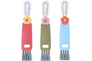 VZPEUN 3 in 1 Cup Lid Gap Cleaning Brush Set, Multifunctional Water Bottle Small Brush Cleaner, Home Kitchen Crevice Cleaning Small Brush Tools, Multicolored
