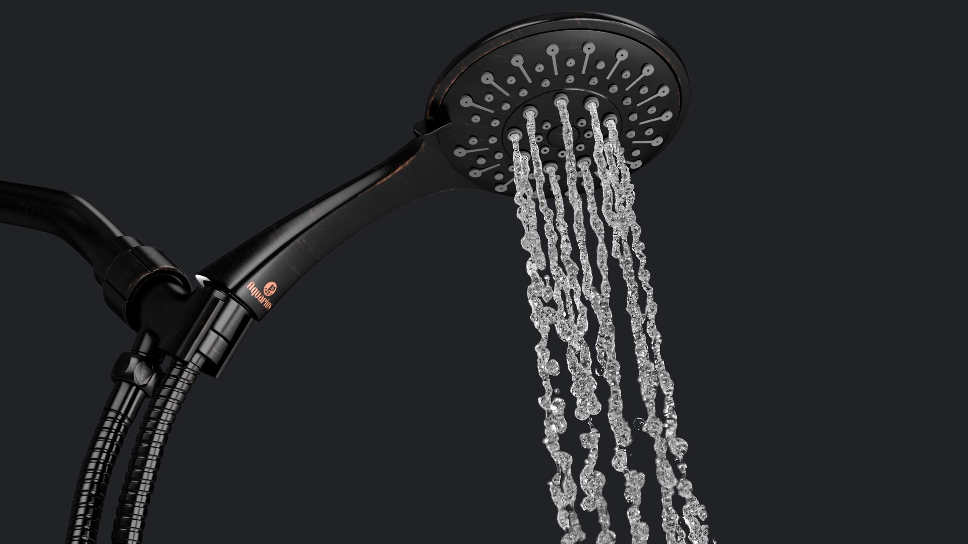 Aquarius Handheld Shower Head With Hose (Extra Long) Luxury Spa Grade